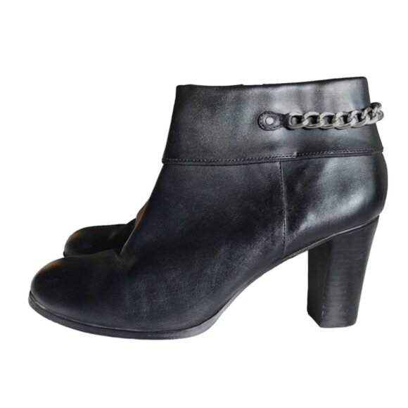 Adrienne Vittadini Clarine Ankle Boot Size 10 Heel Leather Chain - Picture 2 of 12